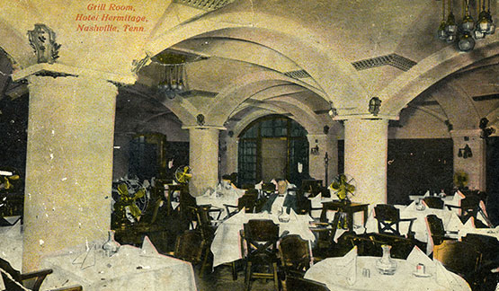 Historical Image of the Grill Room Circa 1913, The Hermitage Hotel, 1910, Member of Historic Hotels of America, in Nashville, Tennessee.