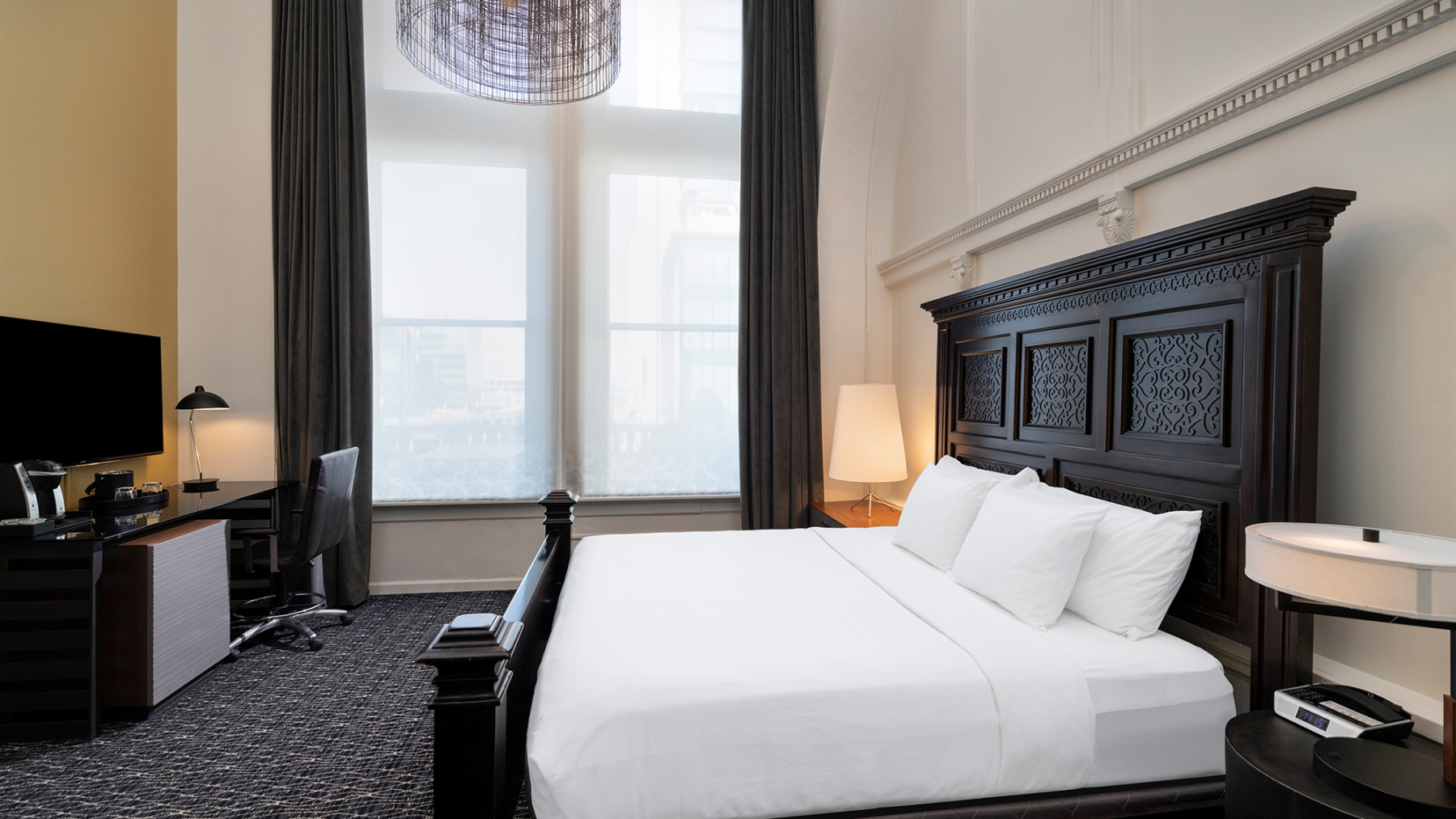 Image of a King-sized Guestroom at The Union Station Nashville Yards, a member of Historic Hotels of America since 2015, located in Nashville, Tennessee