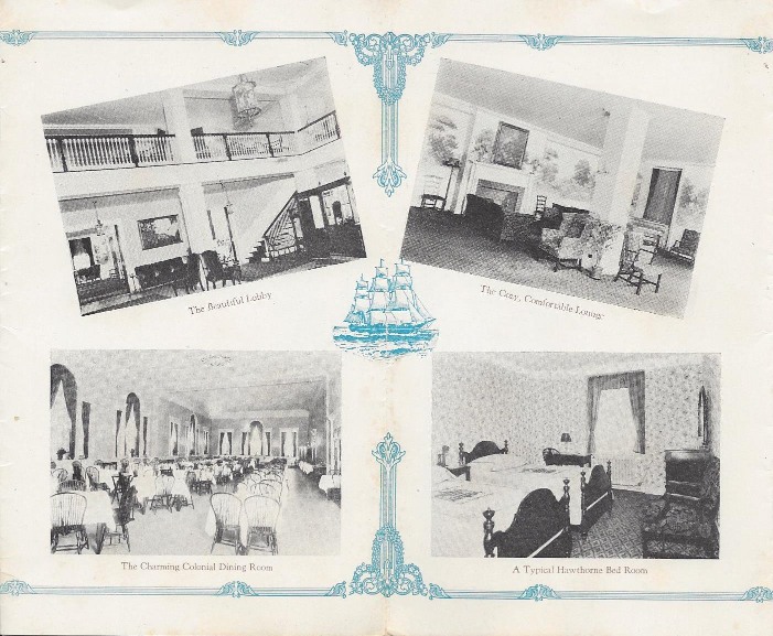 Historical Image of Original Hawthorne Brochure, Page Three, a member of Historic Hotels of America since 1991, located in Salem, Massachusetts