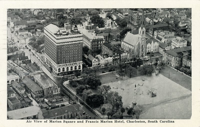 Historical Image of Exterior Aerial View, Francis Marion Hotel, 1924, Member of Historic Hotels of America, in Charleston, South Carolina.