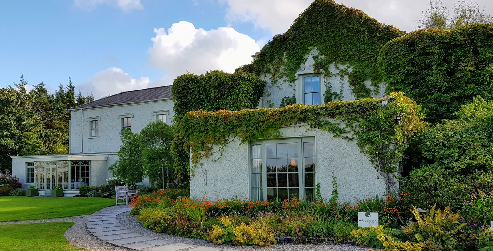 Aerial Image of Hotel Exterior & Garden, Gregans Castle Hotel, Ballyvaughan, Ireland, 1800s , Member of Historic Hotels Worldwide, Overview Video