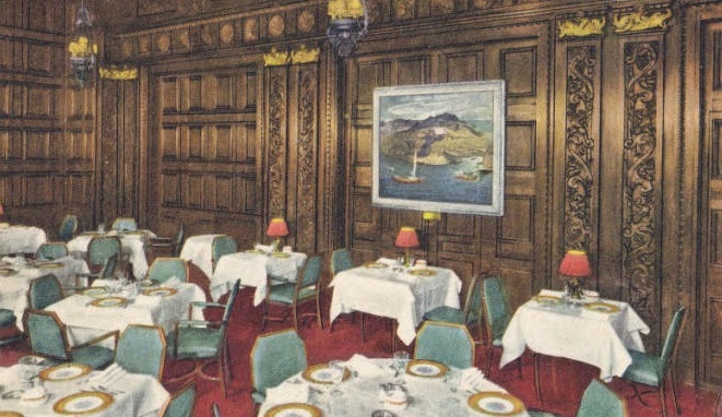 Historical Image of the Brandywine Room, HOTEL DU PONT, 1913, Member of Historic Hotels of America, in Wilmington, Delaware.