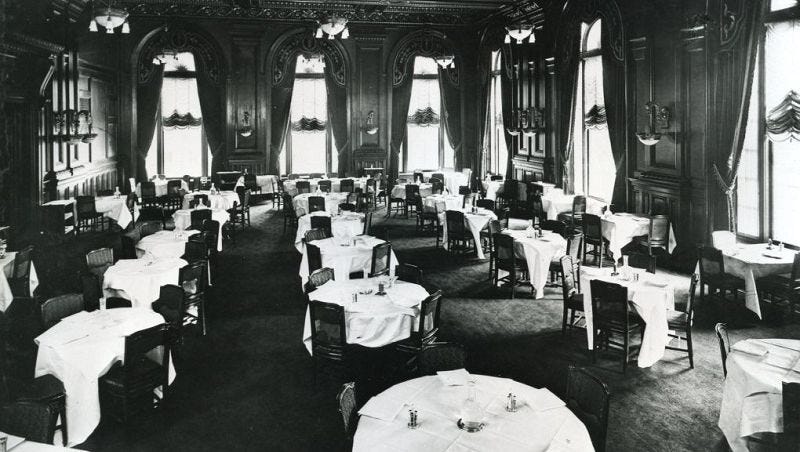 Historical Image of Green Room Circa 1913, HOTEL DU PONT, 1913, Member of Historic Hotels of America, in Wilmington, Delaware.