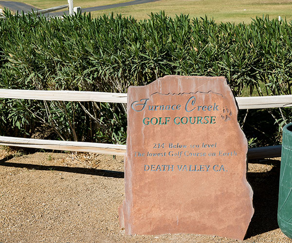 Image of Furnace Creek Golf Course Sign, The Inn at Death Valley, 1927, Member of Historic Hotels of America, Death Valley, California, Golf