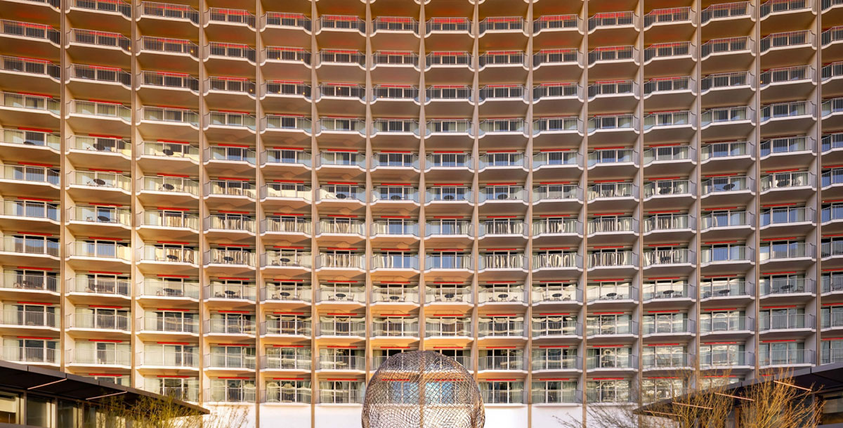 Image of Front Exterior at Fairmont Century Plaza, in Los Angeles, California, opened in 1961 and a member of Historic Hotels of America since 2022.