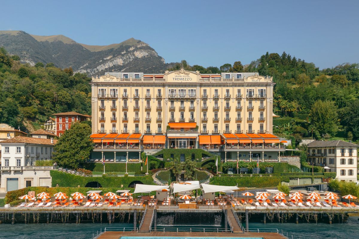 Image of Grand Hotel Tremezzo exterior and pool, Grand Hotel Tremezzo, 1910, a member of Historic Hotels Worldwide, Lake Como, Tremezzo, Italy