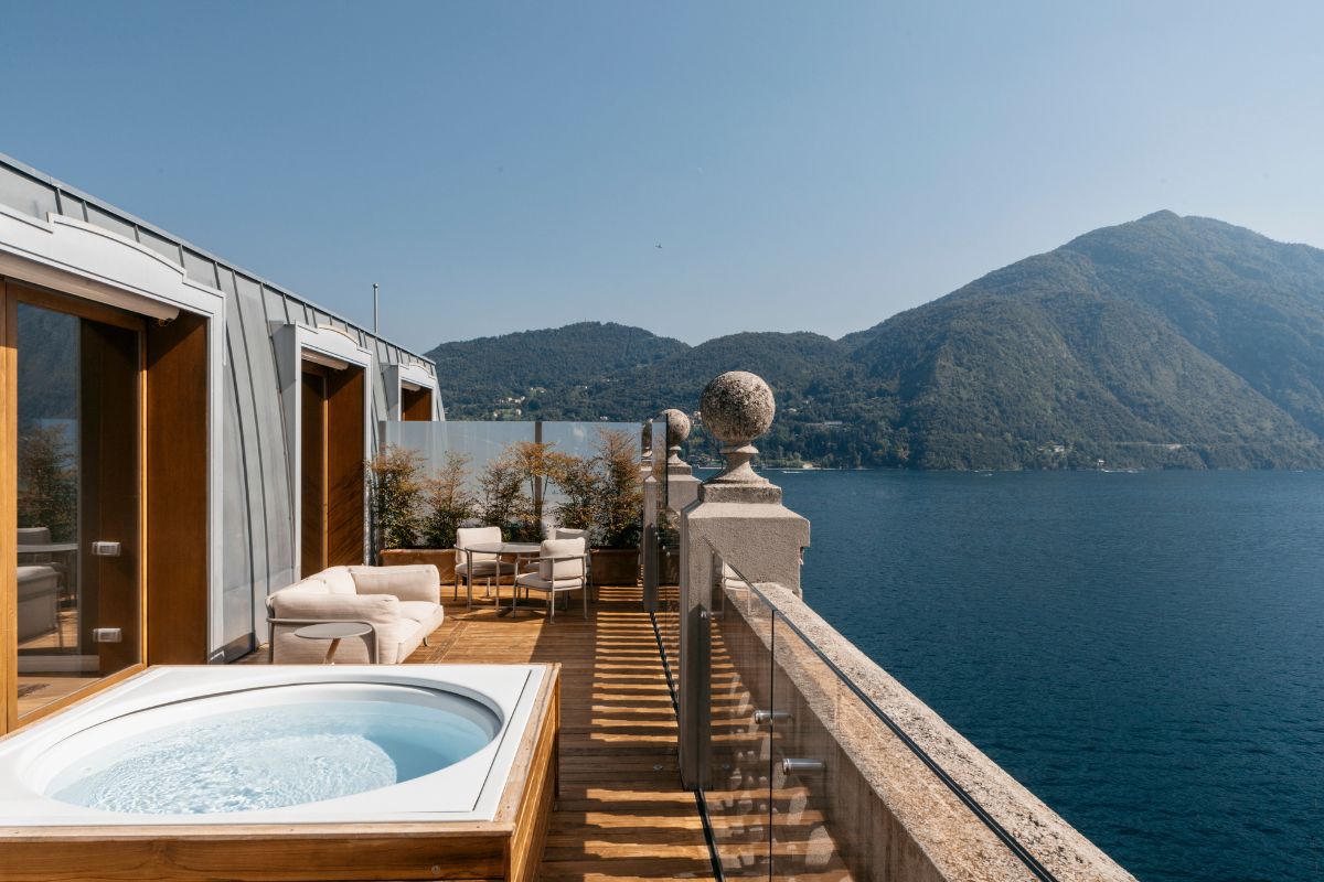 Image of Rooftop Grand Suite Terrace at Grand Hotel Tremezzo, a member of Historic Hotels Worldwide since 2012, dates back to 1910.