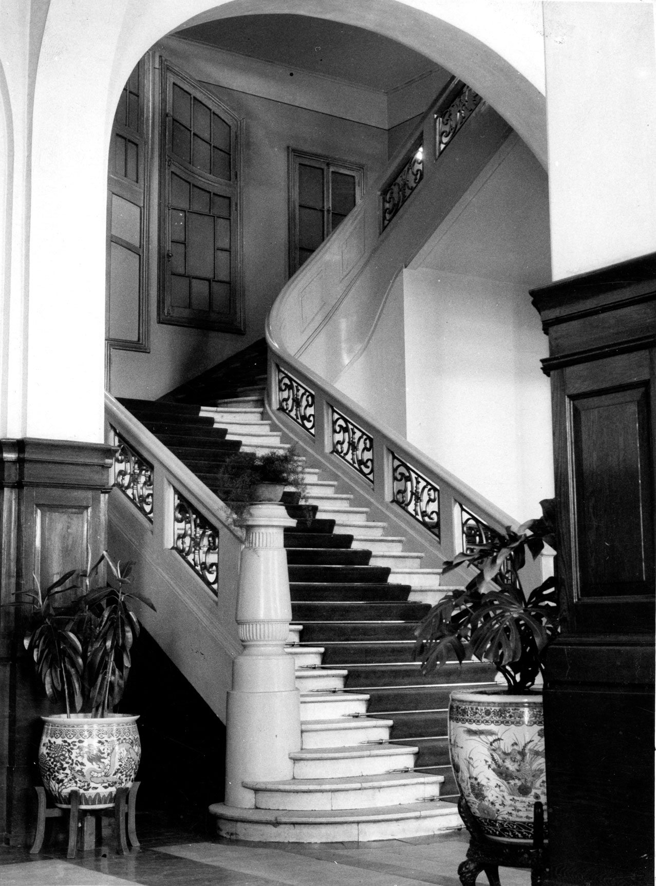 Historical image of the hotel’s grand staircase at Beijing Hotel NUO, 1917, a member of Historic Hotels Worldwide, Beijing, China