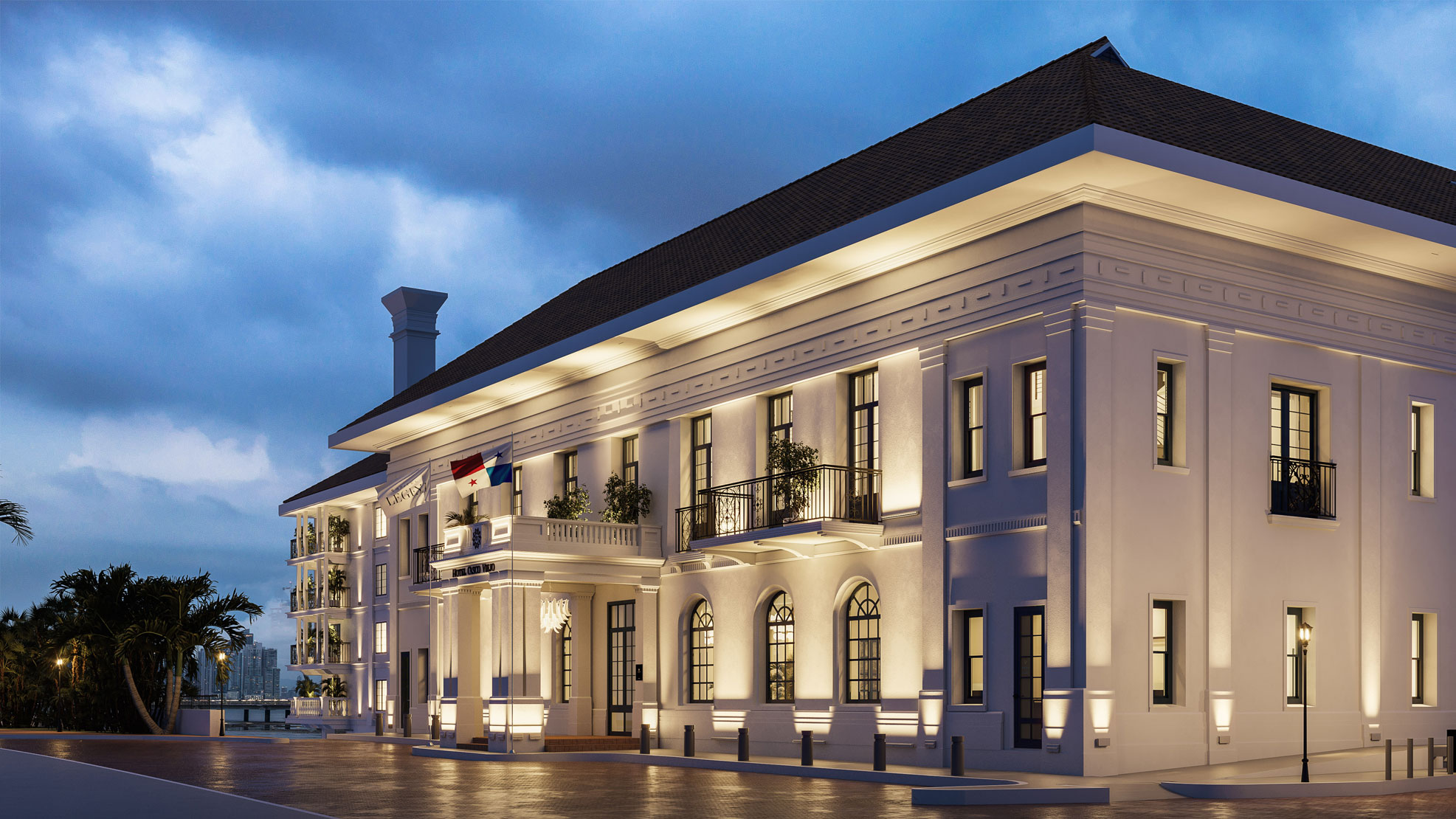 Image of Hotel Evening Exterior at Sofitel Legend Casco Viejo – Panama City, 1917, a member of Historic Hotels Worldwide, Panama City, Panama