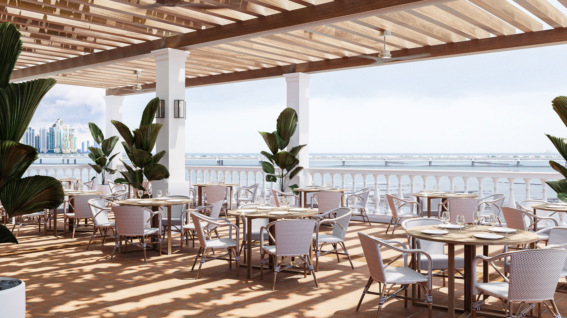 Image of Outdoor Terrace at Sofitel Legend Casco Viejo – Panama City, 1917, a member of Historic Hotels Worldwide, Panama City, Panama