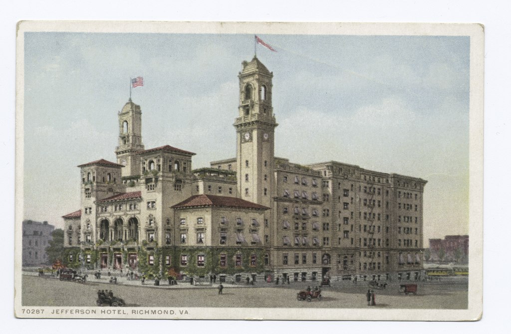 Historical Image of Exterior on Postcard, The Jefferson Hotel, 1895, Member of Historic Hotels of America, in Richmond, Virginia.