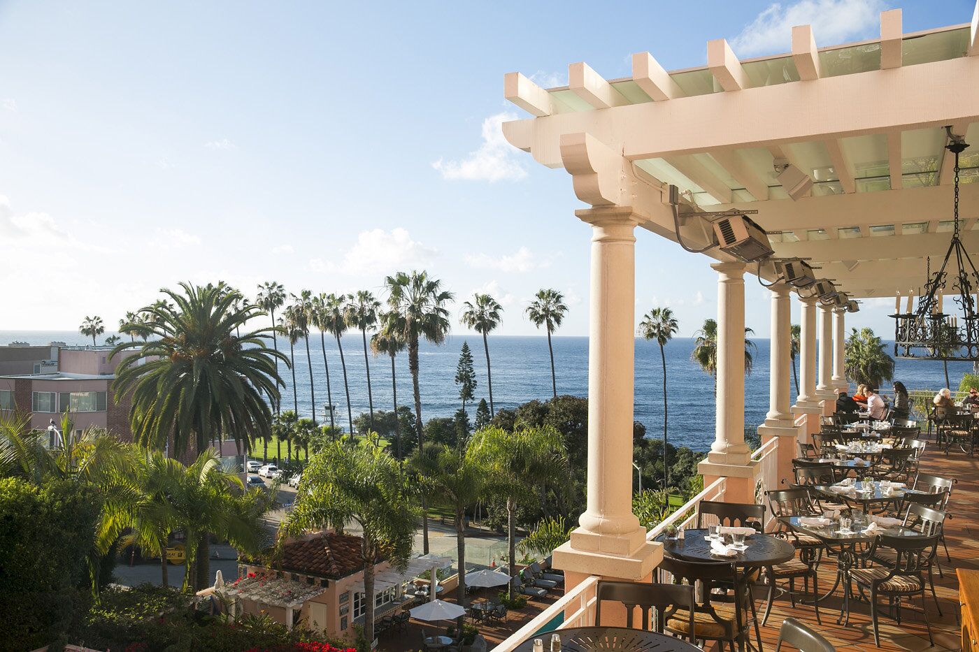 Image of the Mediterranean Room's Outdoor Terrace at La Valencia Hotel, 1926, Member of Historic Hotels of America, in La Jolla, California.