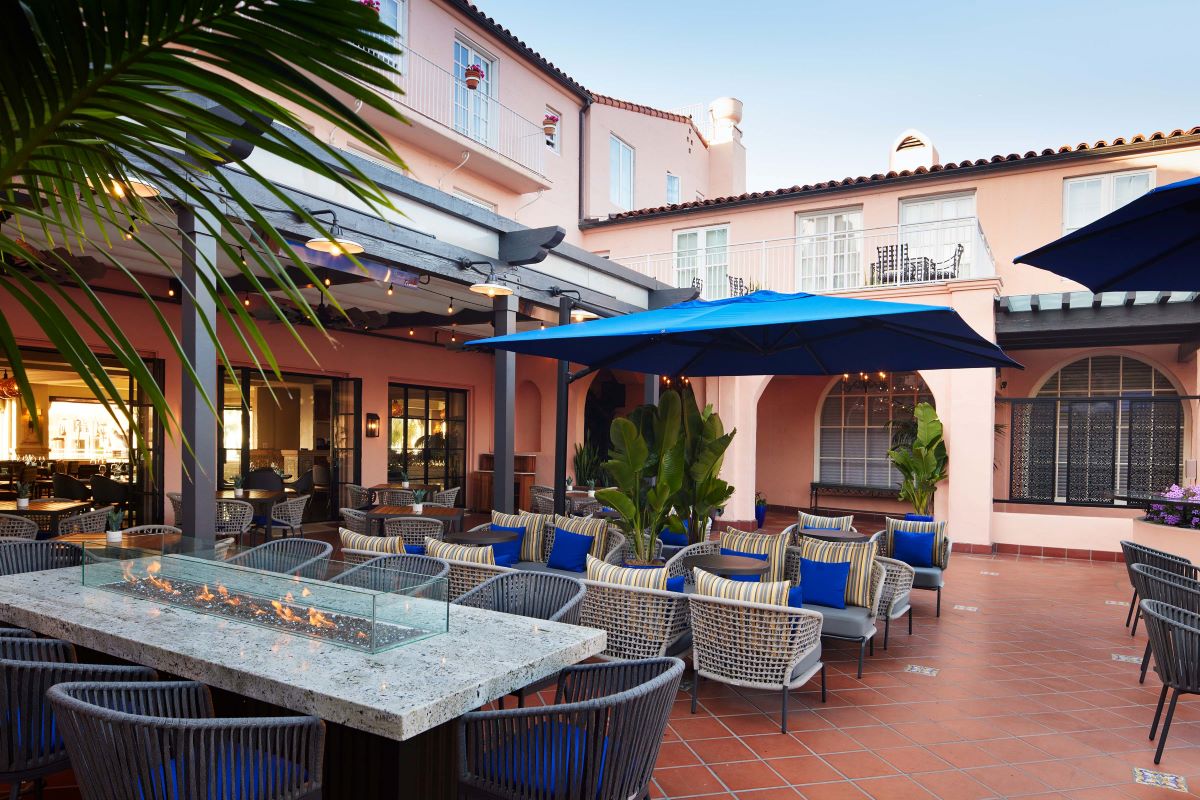 Image of Outdoor Patio. La Valencia Hotel, a charter member of Historic Hotels of America since 1989, dates back to 1926.