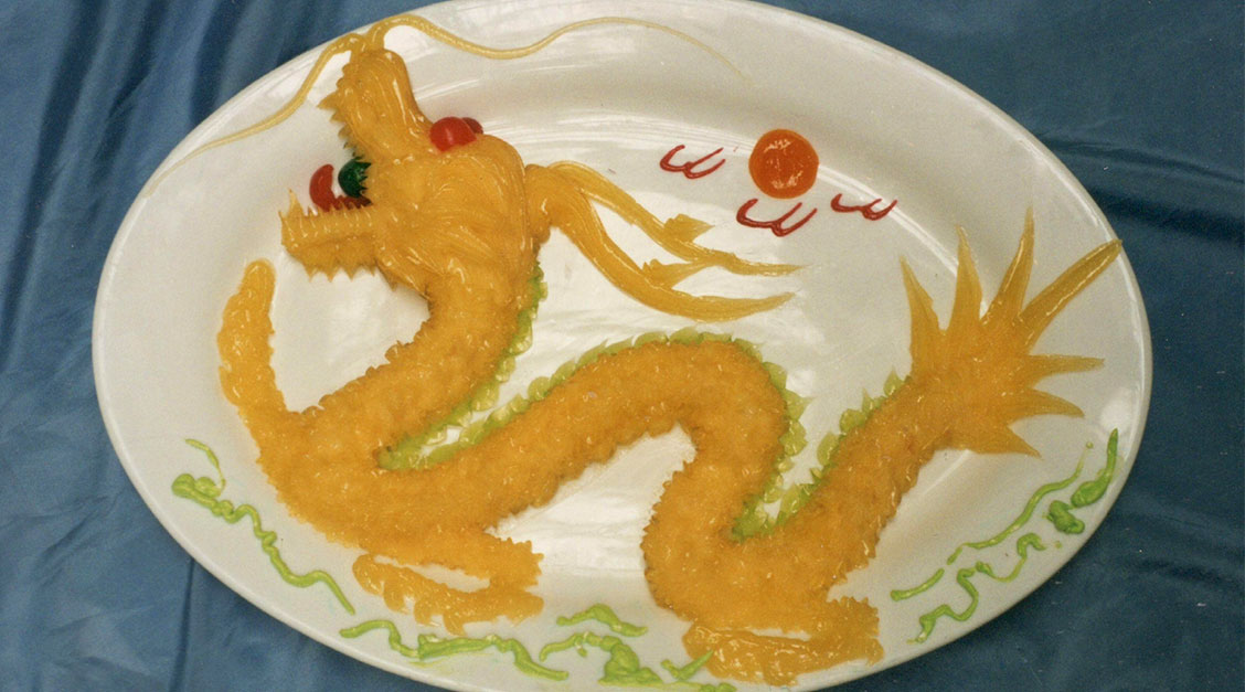Golden Dragon Shaped Salad