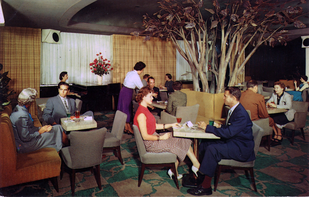 Historical Image of Purple Tree Lounge with Patrons, Hamilton Hotel, 1851, Member of Historic Hotels of America, in Washington, D.C.