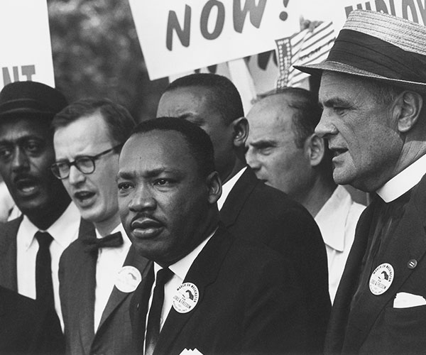 Civil Rights March on Washington D.C. Dr. Martin Luther King Jr. and Mathew Ahmann in a crowd
