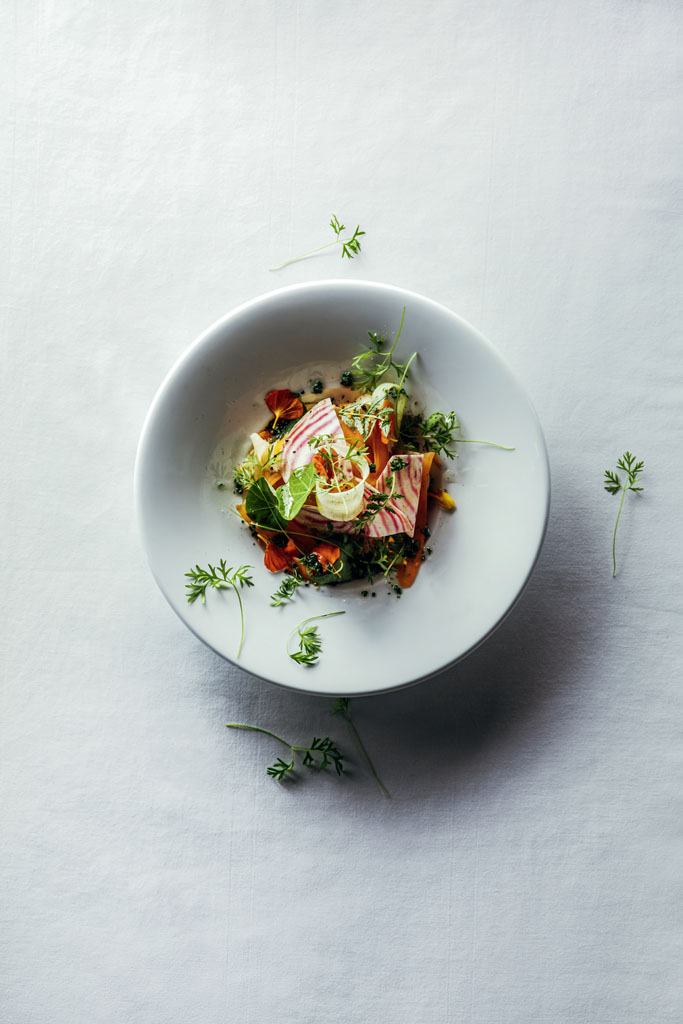 Image of Vegetable orchard salad served at Le Saint-Laurent Restaurant at Fairmont Le Manoir Richelieu, 1899, a member of Historic Hotels Worldwide since 2018, Charlevoix, Quebec, Canada
