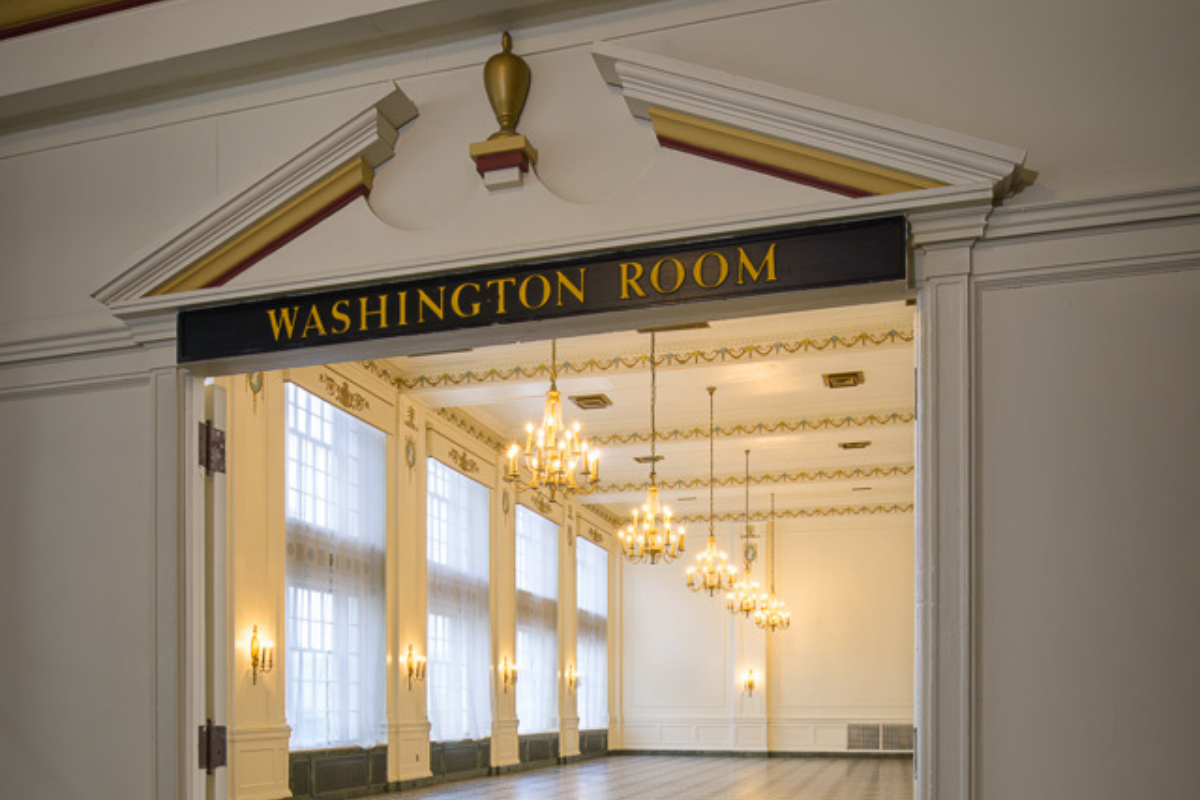 Image of Entrance to the Washington Room at the George Washington Hotel in Washington, Pennsylvania, is a member of Historic Hotels of America since 2023.