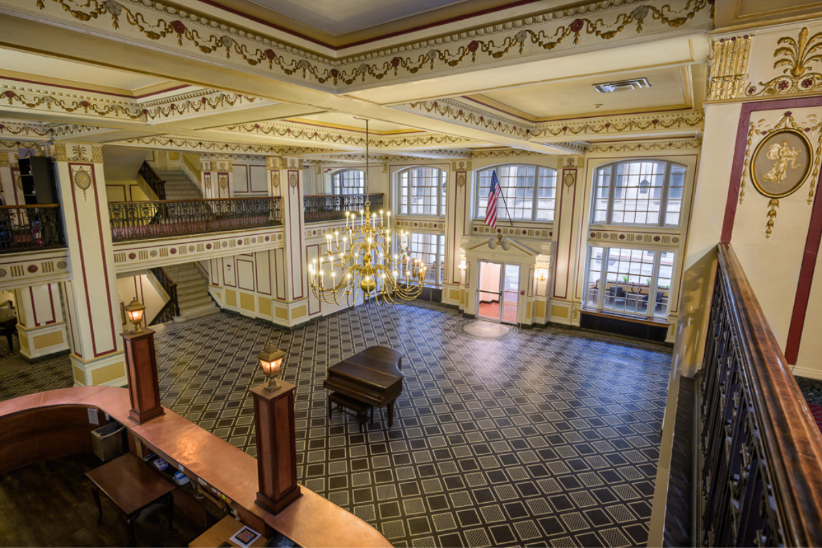 Image of the Lobby Entrance of the George Washington Hotel in Washington, Pennsylvania, is a member of Historic Hotels of America since 2023.